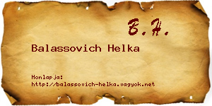 Balassovich Helka névjegykártya